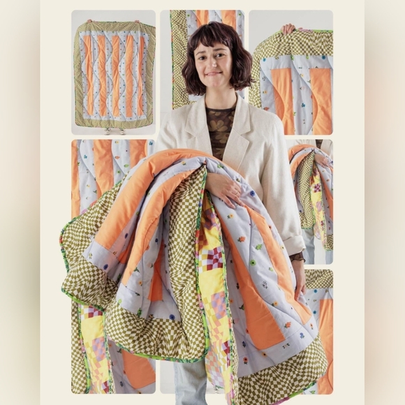 NWT BAGGU Deadstock Throw Quilt - Ditsy Check - Picture 2 of 3